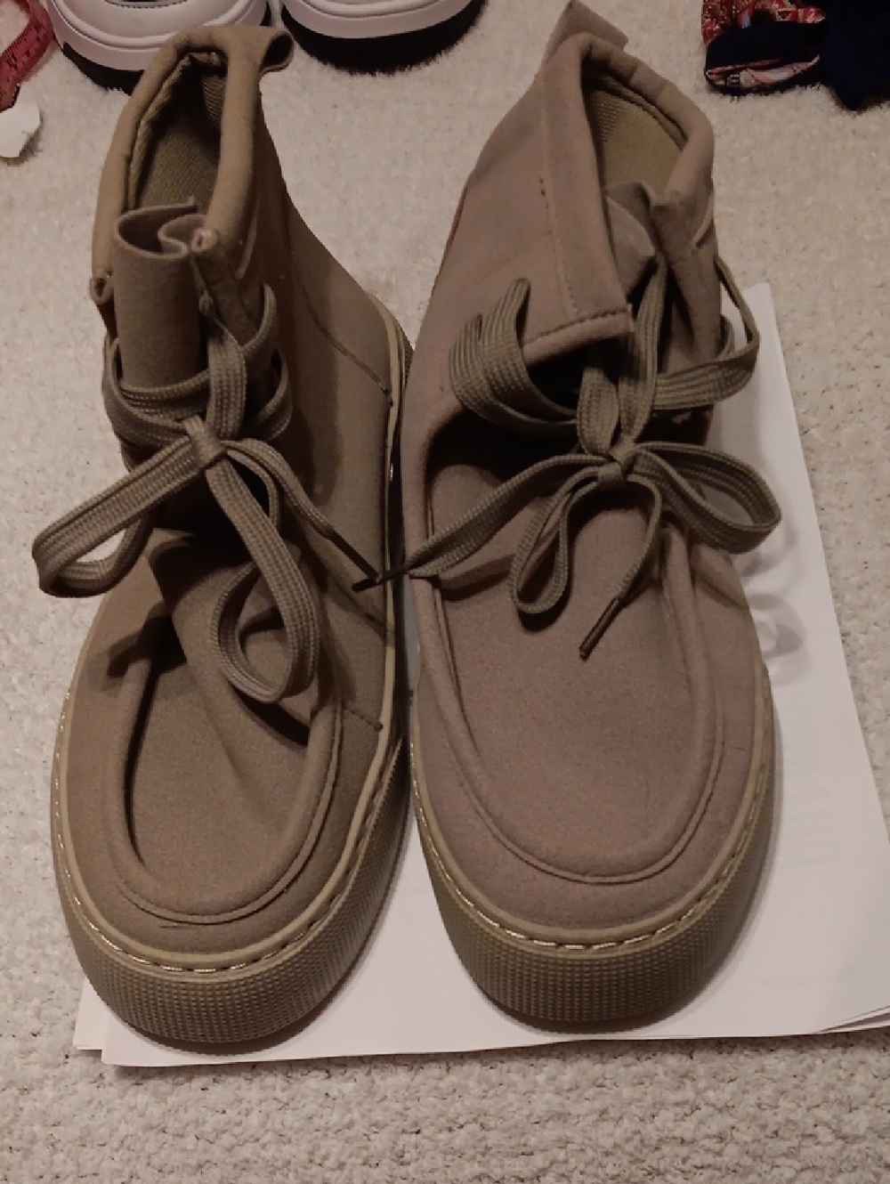 Taupe Lace-Up Platform Ankle Boots